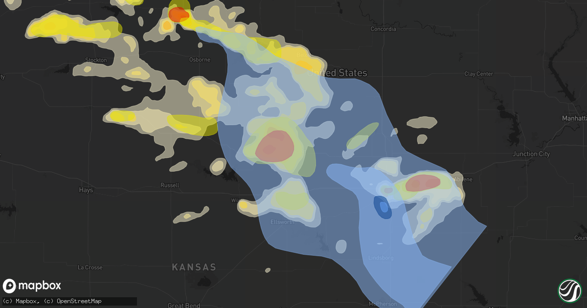Hail map in Lincoln, KS on June 8, 2026