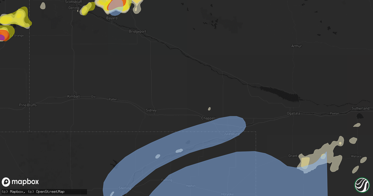 Hail map in Lodgepole, NE on June 8, 2026