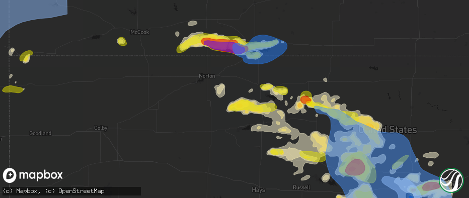 Hail map in Logan, KS on June 8, 2026