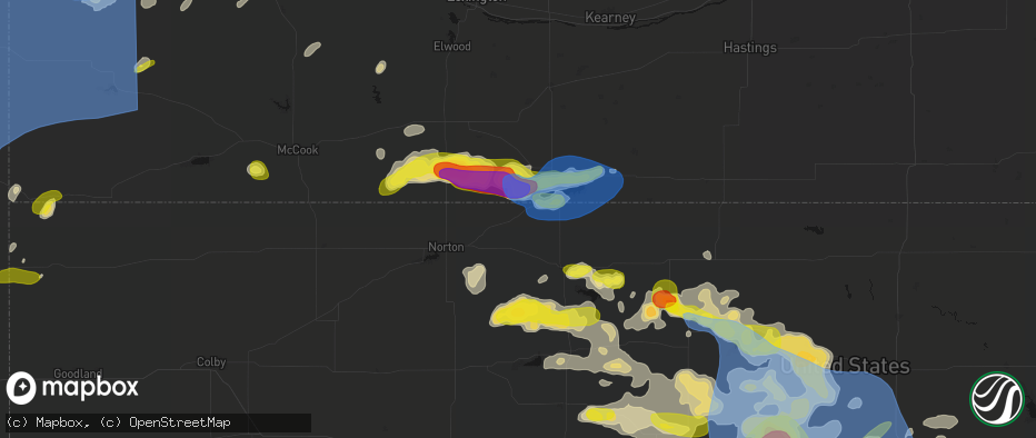 Hail map in Long Island, KS on June 8, 2026