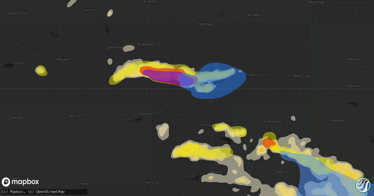 Hail map in Long Island, KS on June 8, 2026