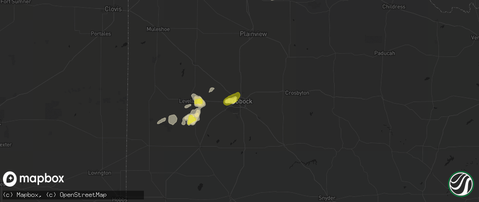 Hail map in Lubbock, TX on June 8, 2026
