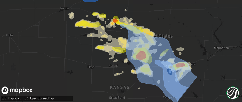 Hail map in Luray, KS on June 8, 2026