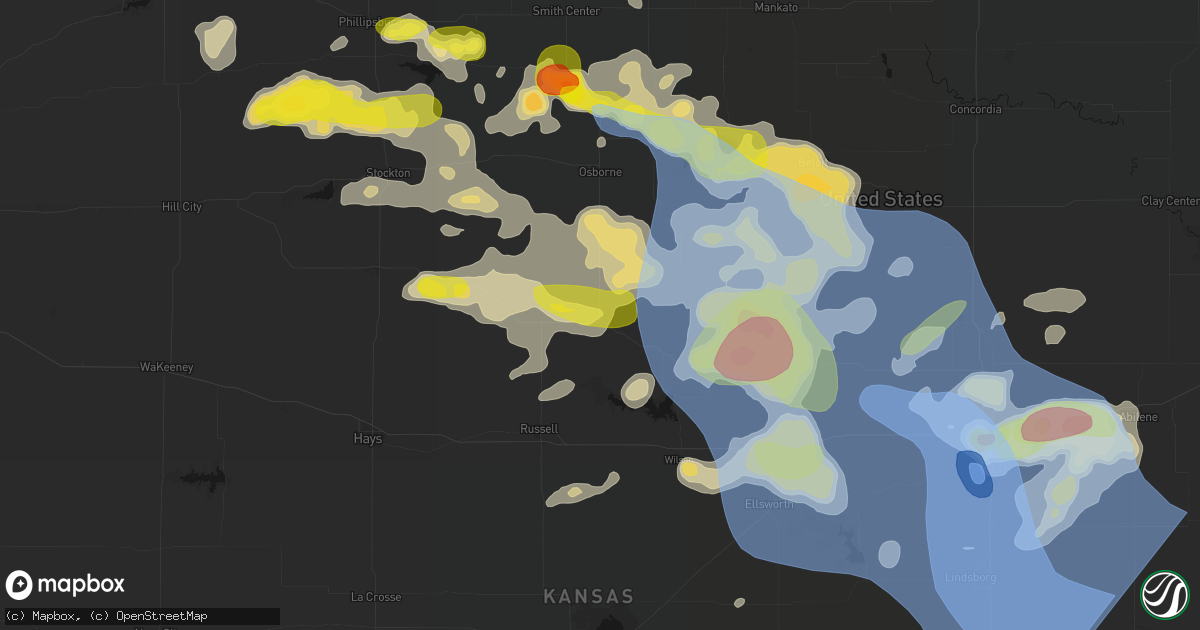 Hail map in Luray, KS on June 8, 2026