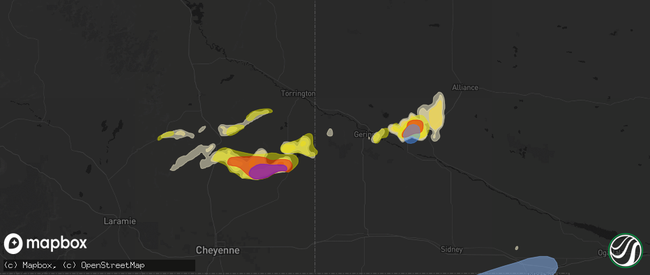 Hail map in Lyman, NE on June 8, 2026