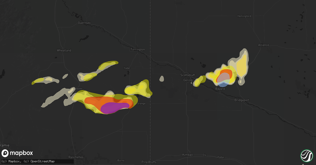 Hail map in Lyman, NE on June 8, 2026