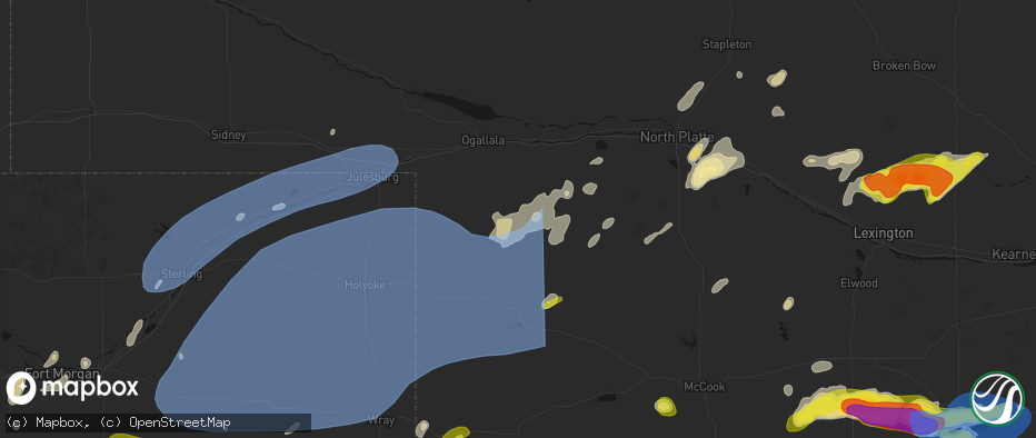 Hail map in Madrid, NE on June 8, 2026