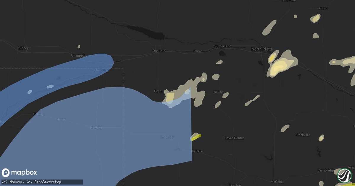 Hail map in Madrid, NE on June 8, 2026