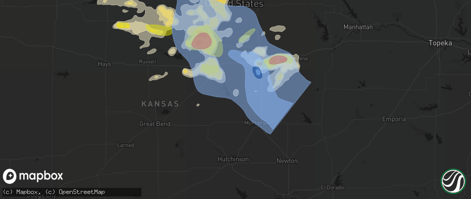 Hail map in Marquette, KS on June 8, 2026