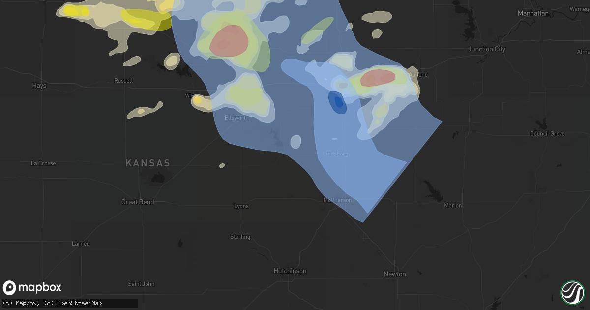 Hail map in Marquette, KS on June 8, 2026