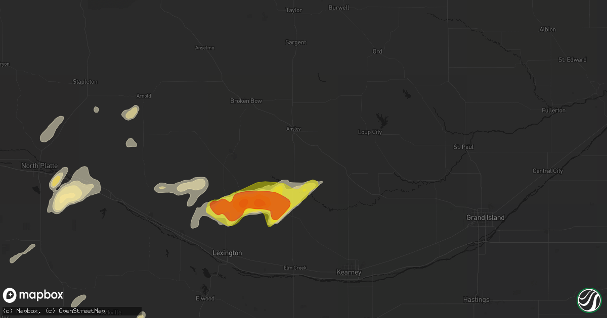 Hail map in Mason City, NE on June 8, 2026