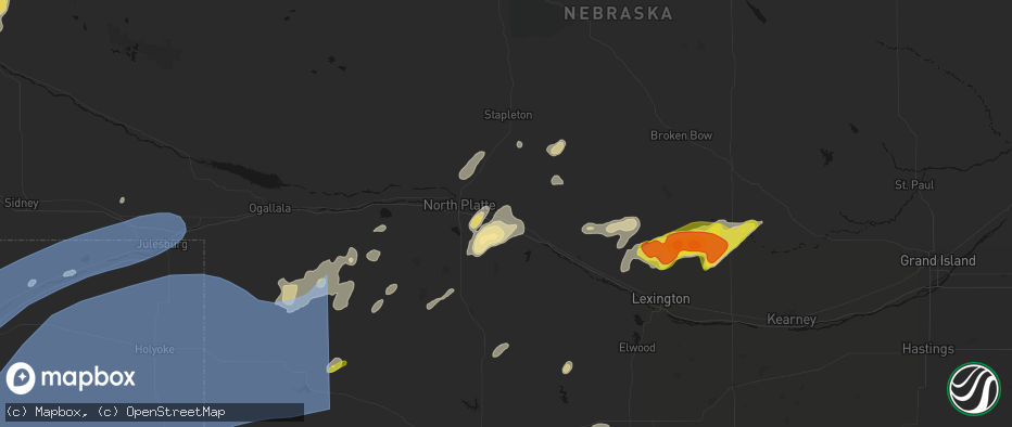 Hail map in Maxwell, NE on June 8, 2026