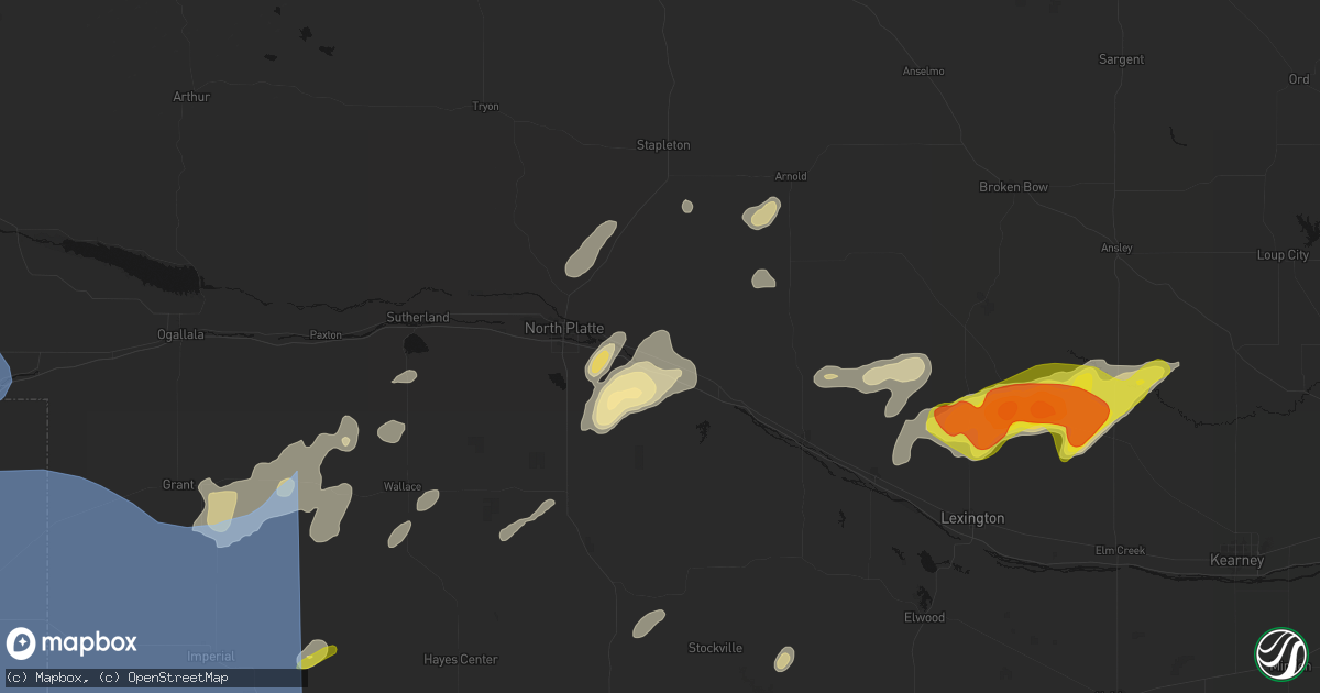 Hail map in Maxwell, NE on June 8, 2026
