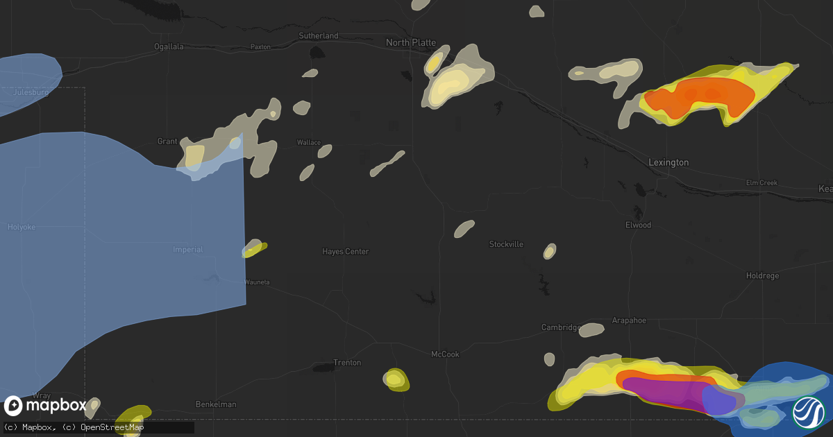 Hail map in Maywood, NE on June 8, 2026