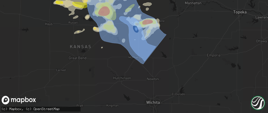 Hail map in Mcpherson, KS on June 8, 2026