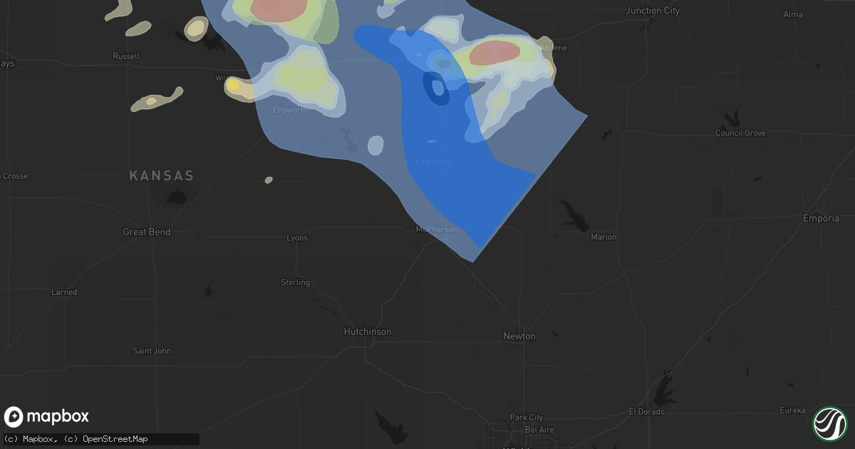 Hail map in Mcpherson, KS on June 8, 2026