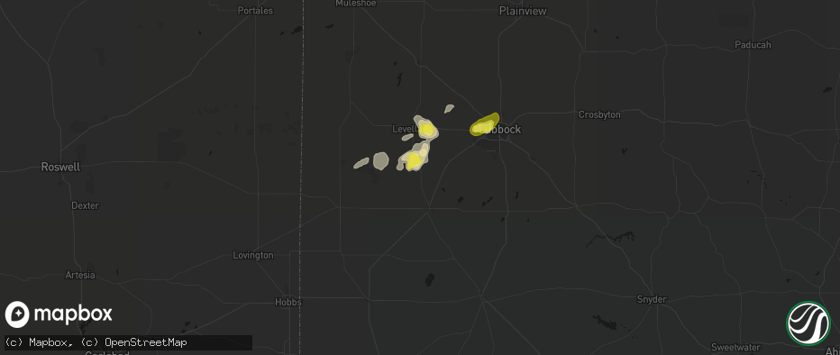 Hail map in Meadow, TX on June 8, 2026