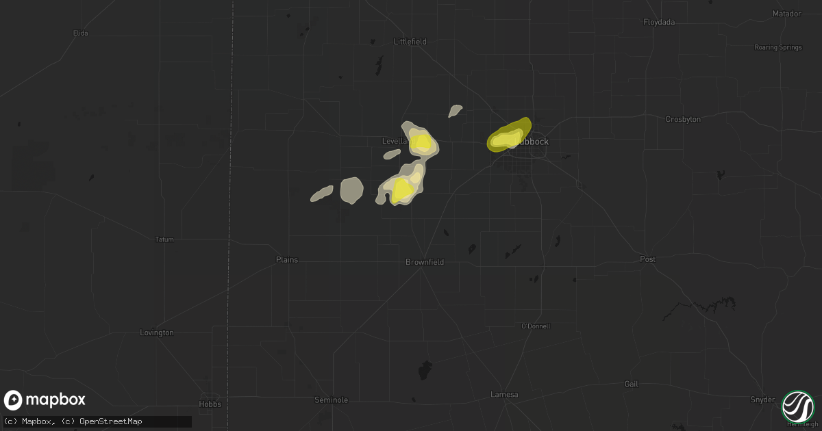 Hail map in Meadow, TX on June 8, 2026