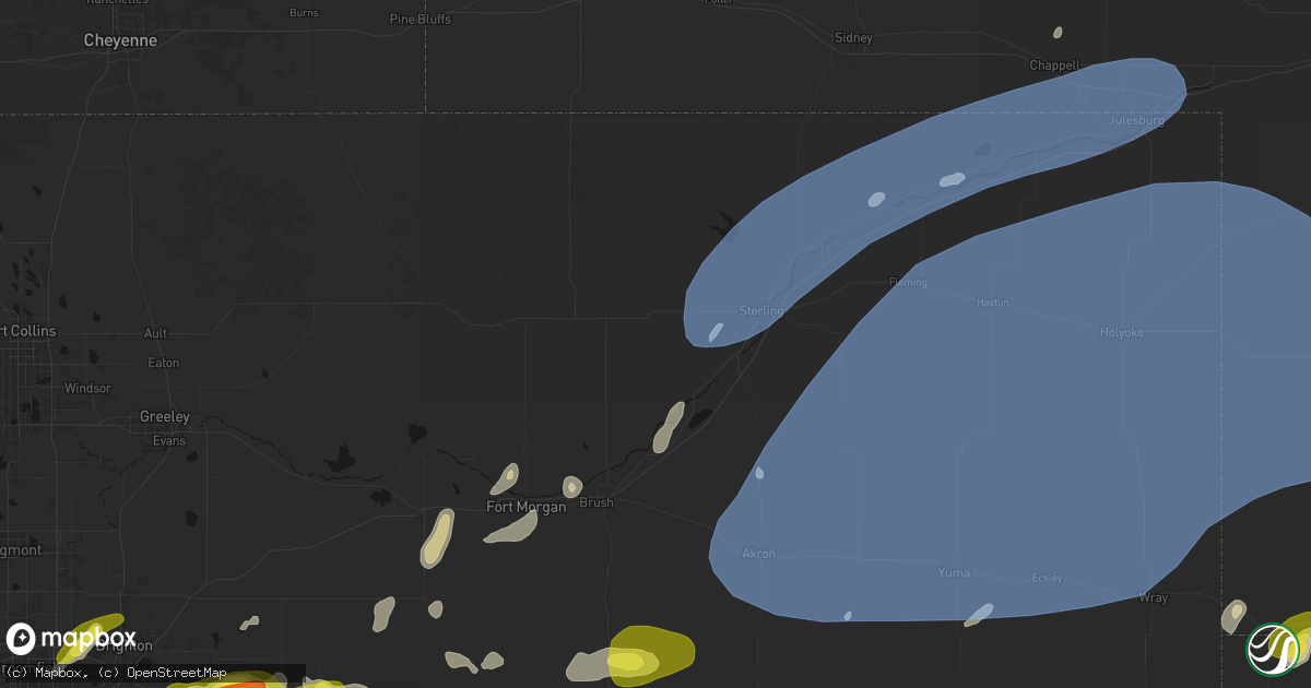 Hail map in Merino, CO on June 8, 2026
