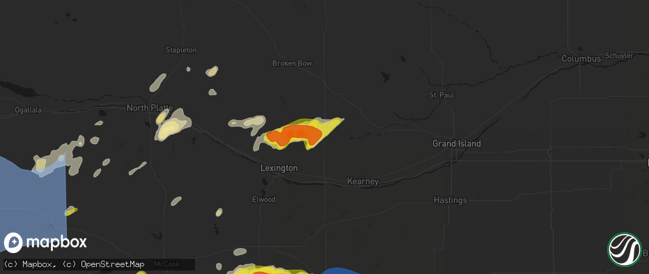 Hail map in Miller, NE on June 8, 2026