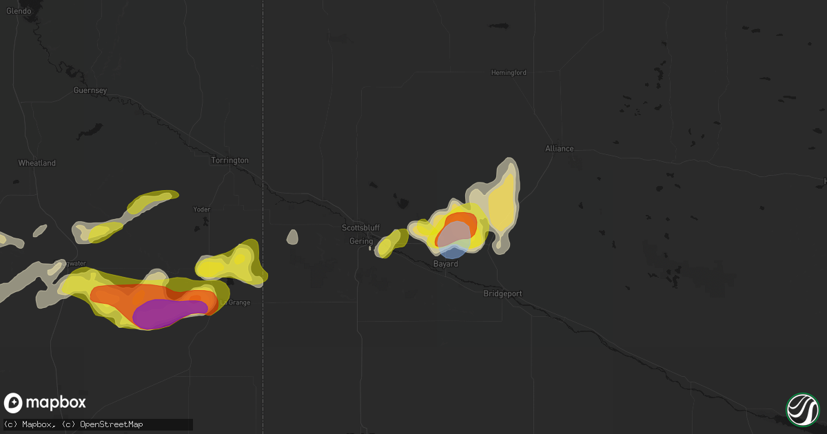 Hail map in Minatare, NE on June 8, 2026