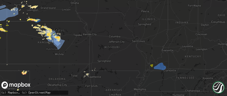 Hail map in Missouri on June 8, 2026