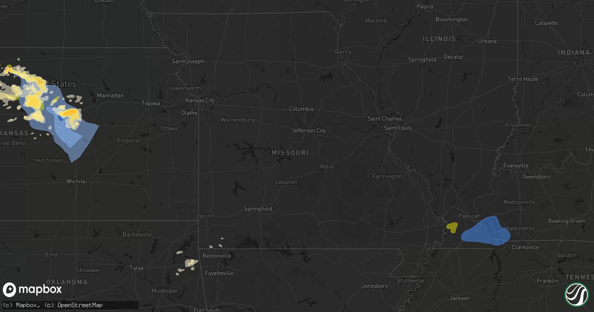 Hail map in Missouri on June 8, 2026