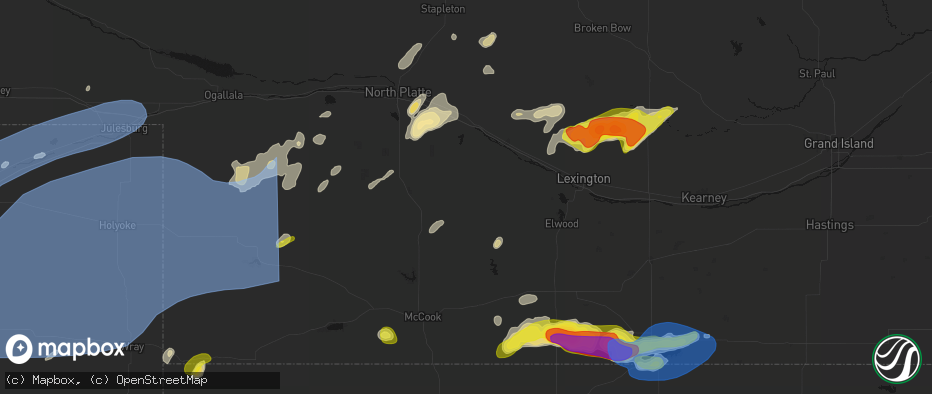 Hail map in Moorefield, NE on June 8, 2026