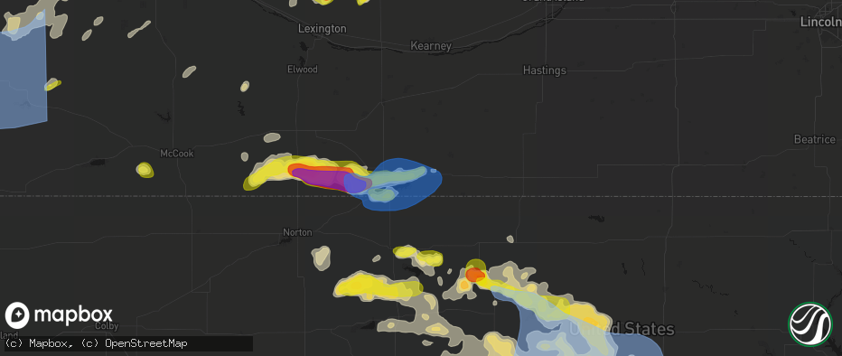 Hail map in Naponee, NE on June 8, 2026