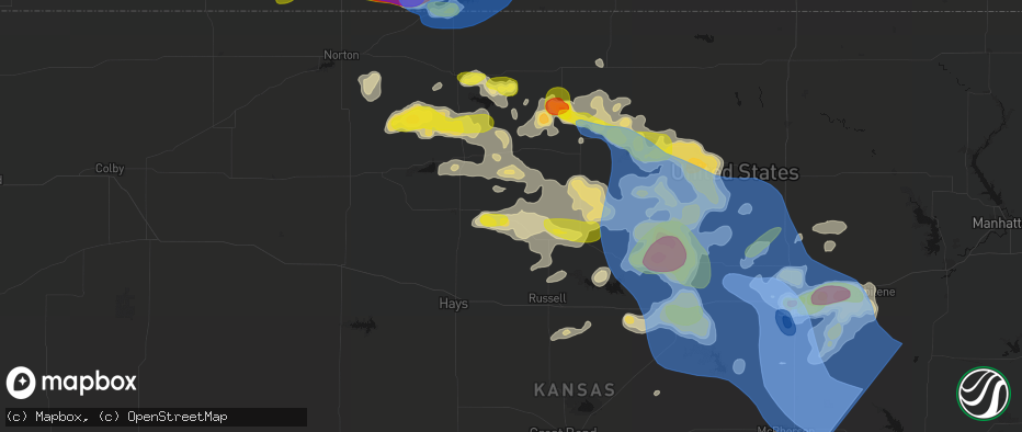 Hail map in Natoma, KS on June 8, 2026