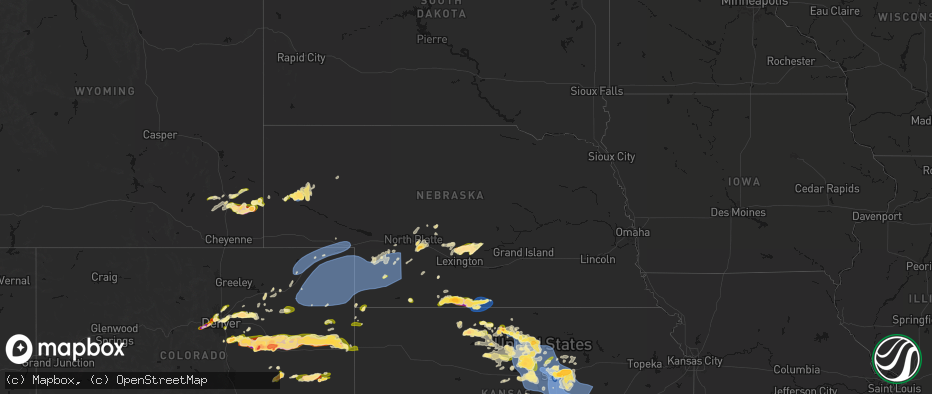 Hail map in Nebraska on June 8, 2026
