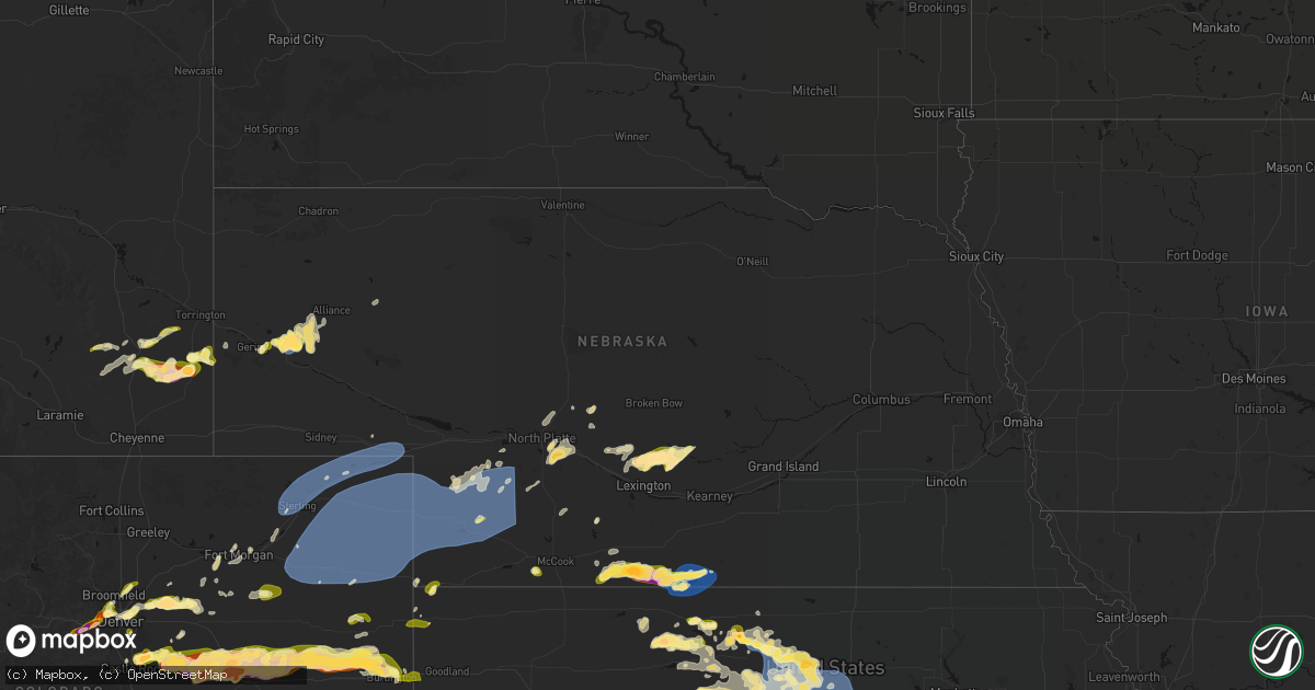 Hail map in Nebraska on June 8, 2026