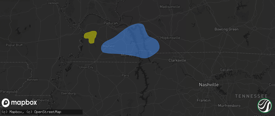 Hail map in New Concord, KY on June 8, 2026