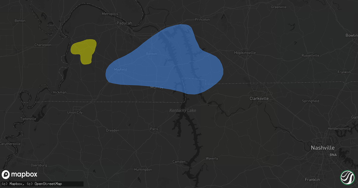 Hail map in New Concord, KY on June 8, 2026