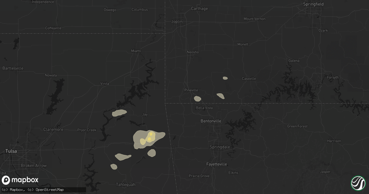 Hail map in Noel, MO on June 8, 2026