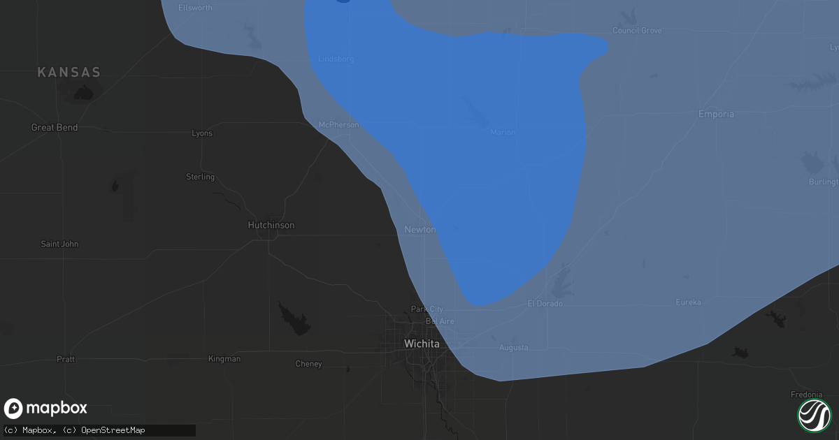 Hail map in North Newton, KS on June 8, 2026