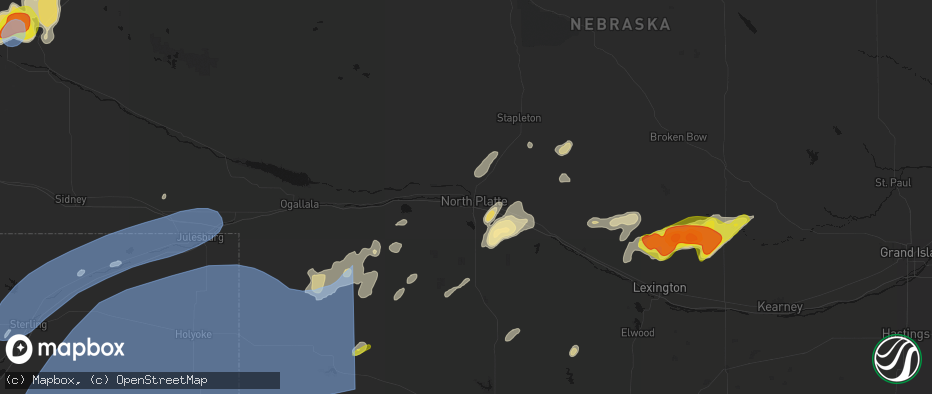 Hail map in North Platte, NE on June 8, 2026
