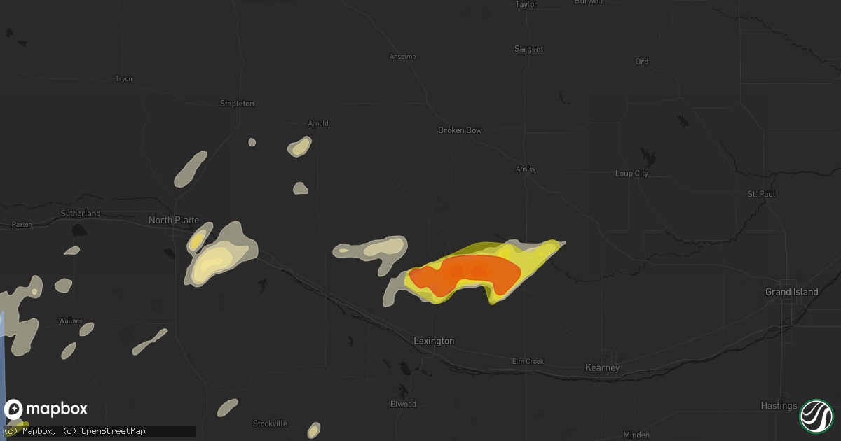 Hail map in Oconto, NE on June 8, 2026