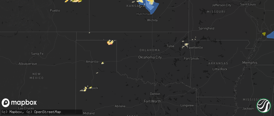 Hail map in Oklahoma on June 8, 2026