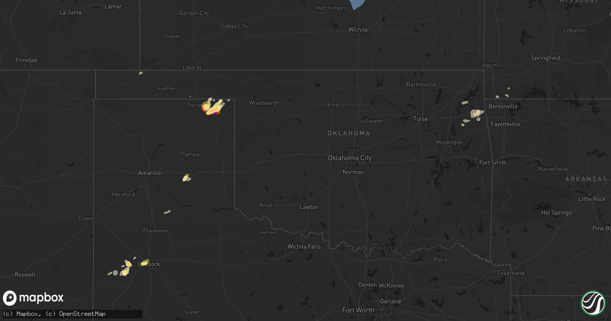 Hail map in Oklahoma on June 8, 2026