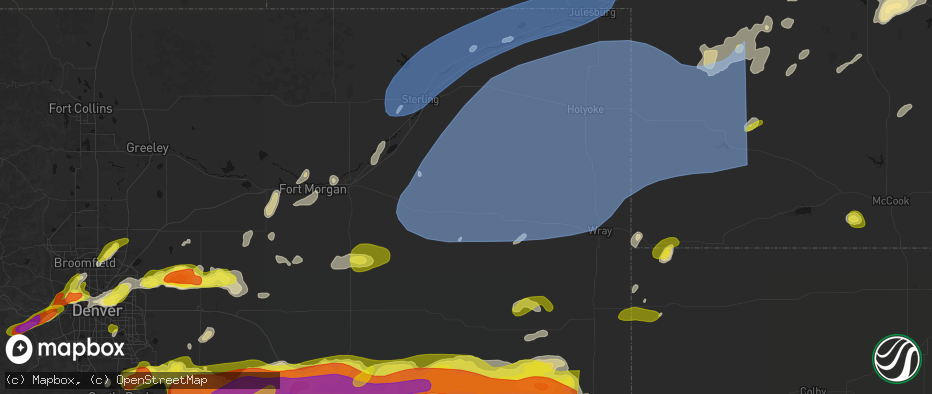 Hail map in Otis, CO on June 8, 2026