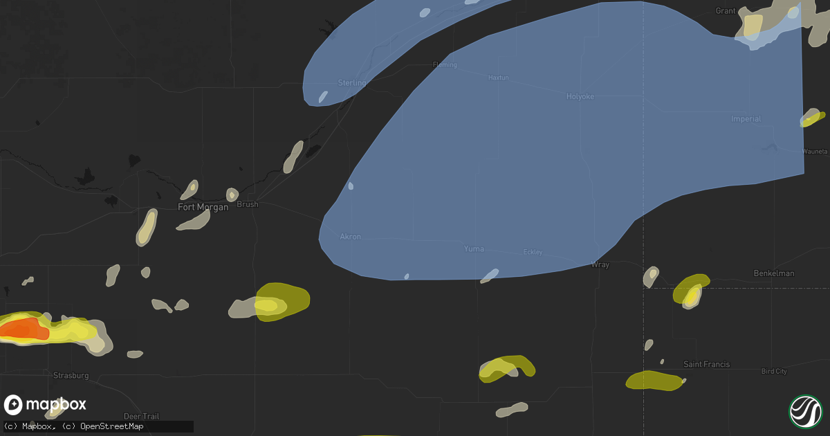 Hail map in Otis, CO on June 8, 2026