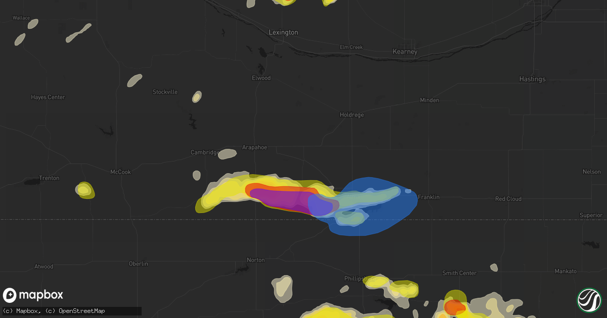 Hail map in Oxford, NE on June 8, 2026