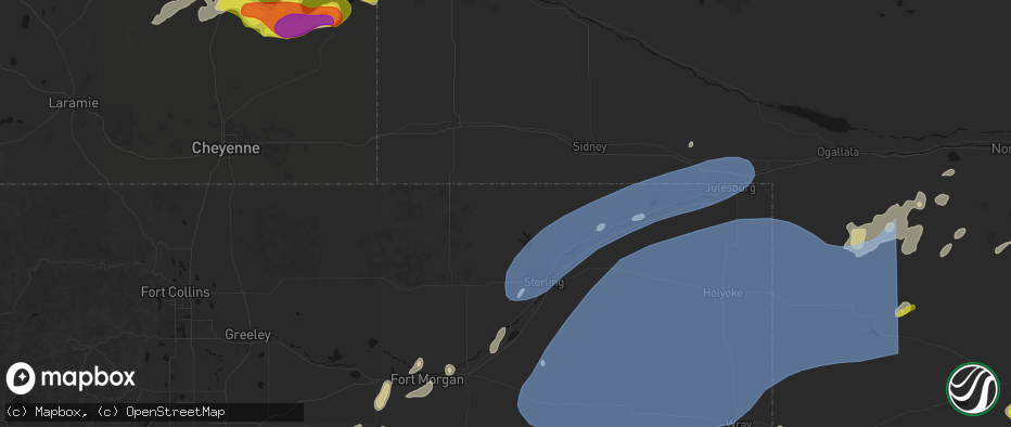 Hail map in Padroni, CO on June 8, 2026