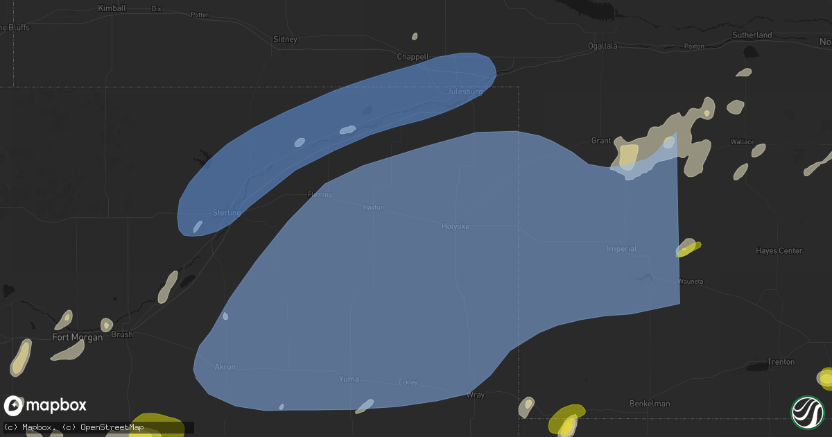 Hail map in Paoli, CO on June 8, 2026
