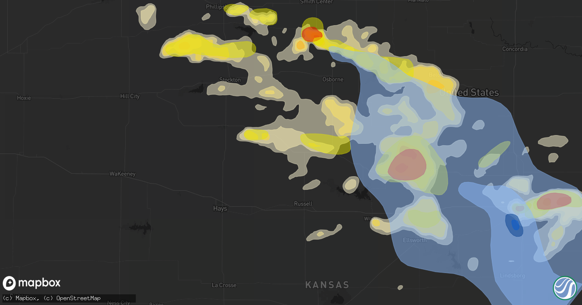 Hail map in Paradise, KS on June 8, 2026