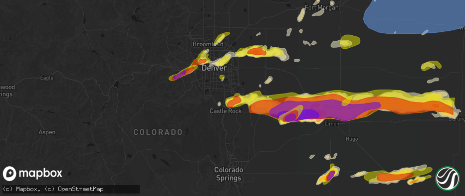 Hail map in Parker, CO on June 8, 2026