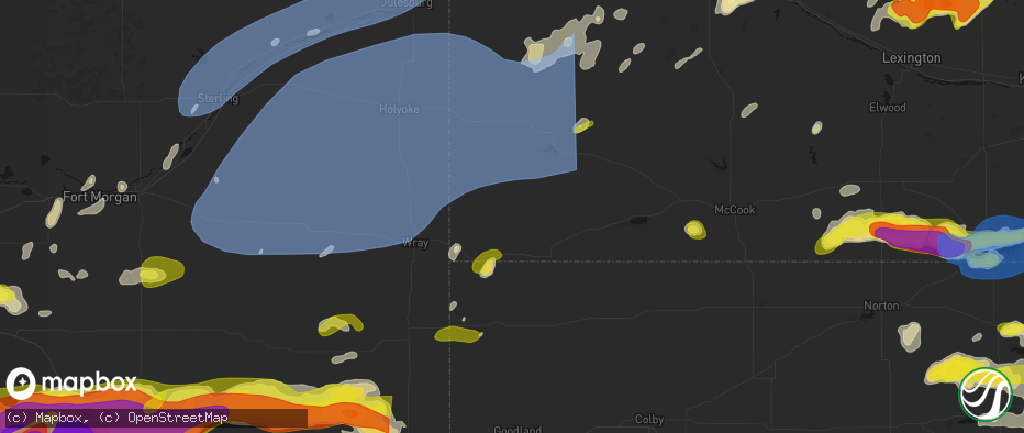 Hail map in Parks, NE on June 8, 2026