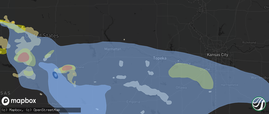 Hail map in Paxico, KS on June 8, 2026