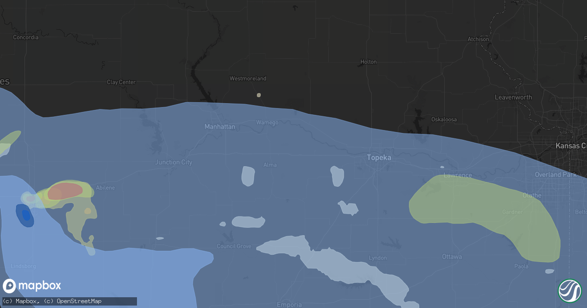 Hail map in Paxico, KS on June 8, 2026